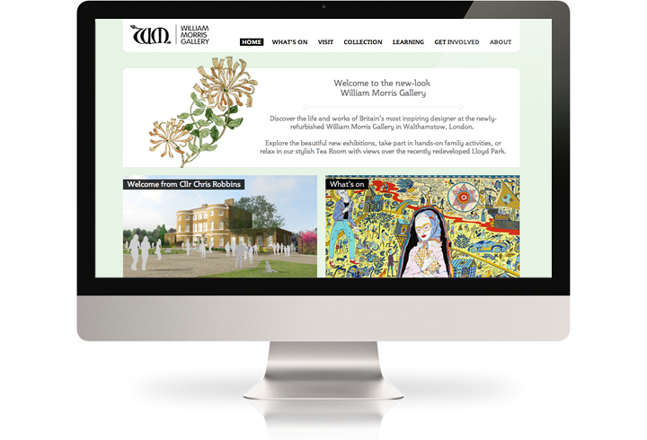 The William Morris Gallery website on a desktop computer.