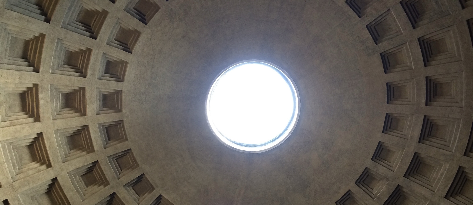 Partial view of the dome and the skylight of the Pantheon in Rome